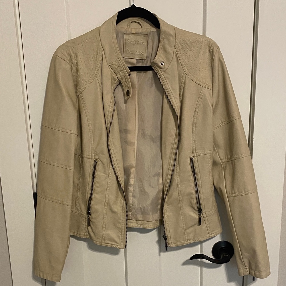 Sophie Max Cream Leather Jacket